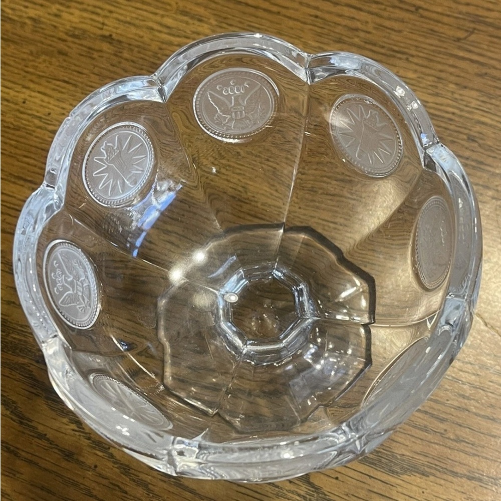 Vintage Fostoria Clear Coin Open Glass Dish Jam Jelly Compote & Cruet w/ Stopper - Picture 5 of 11